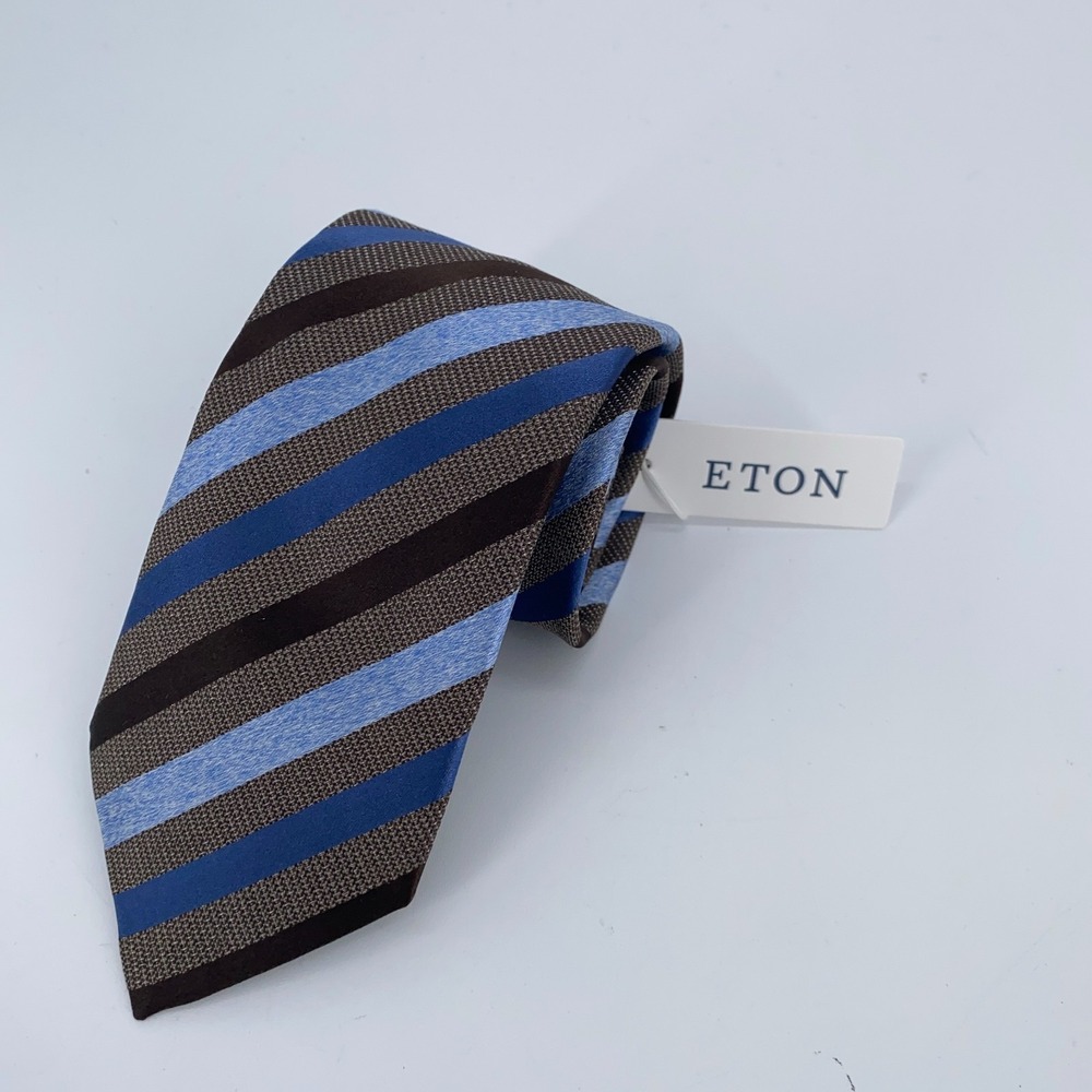 Eton Tie Mens One Size Multi Striped Silk Professional Necktie Italy Made NWT